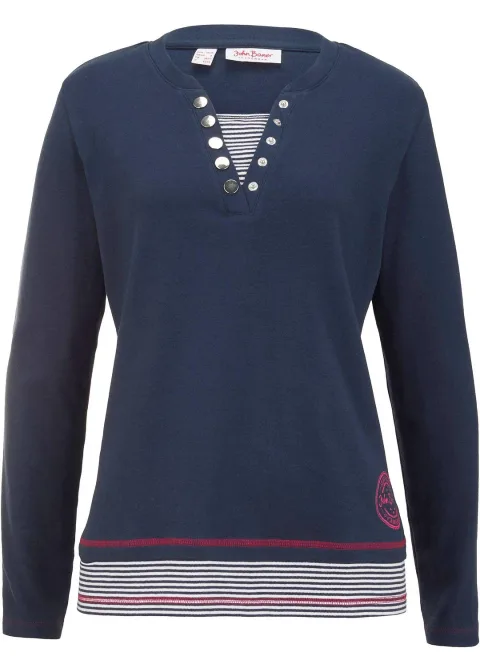 T-shirt coton manches longues style 2en1
