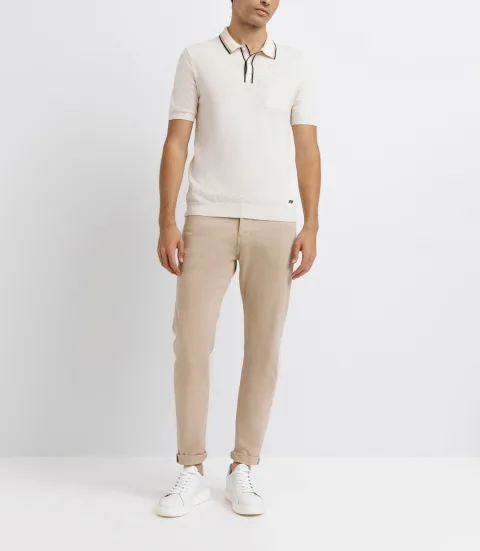 IZAC - Polo en maille uni ecru