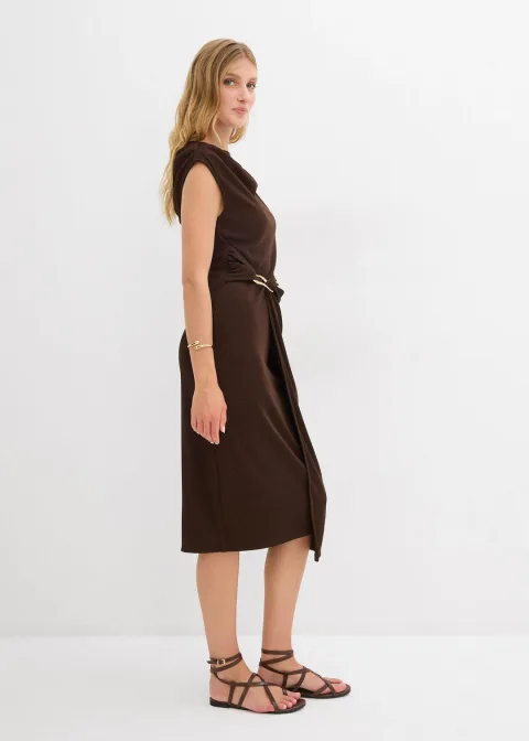 Robe midi côtelée avec drapé