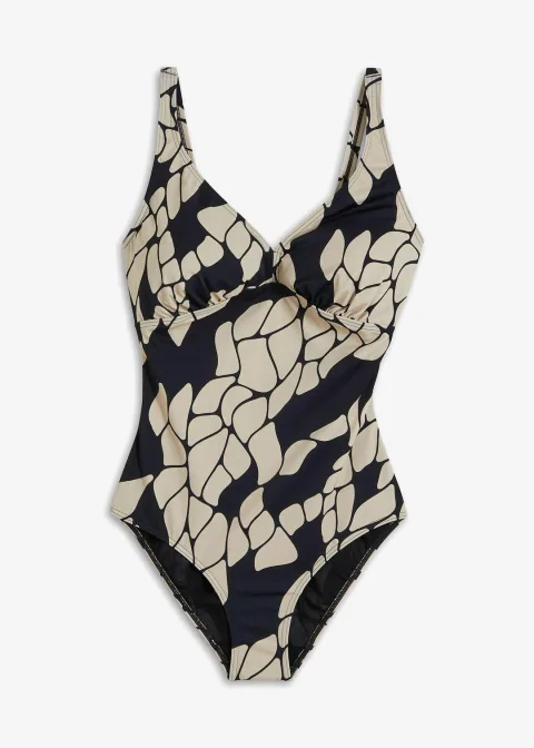 Maillot 1 pièce sculptant à col en V, maintien modéré