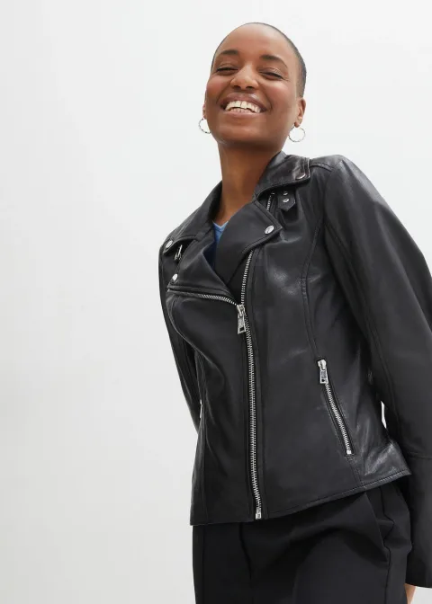 Veste biker en cuir nappa d’agneau