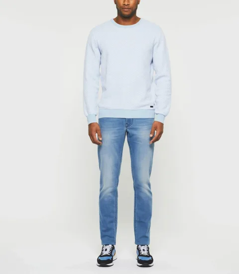 IZAC - Pull col rond bleu ciel ''Damian''