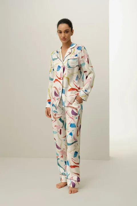 LILYSILK Ensemble Pyjama En Soie Sagittaire Imprimé Constellation Du Zodiaque 100% Soie Sagittaire M