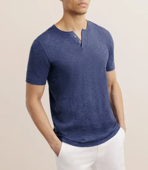 IZAC - T-shirt boutonné marine