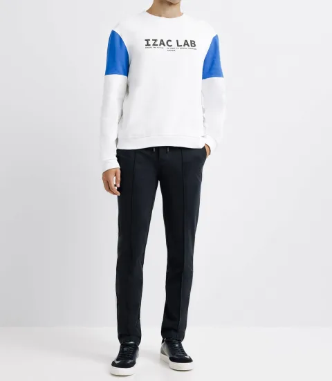 IZAC - Pull sweat bicolore blanc et bleu
