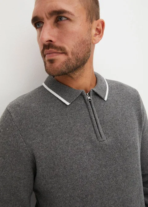 Pull col polo en coton recyclé majoritaire