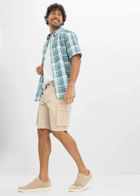 Chemise manches courtes en seersucker 100% coton