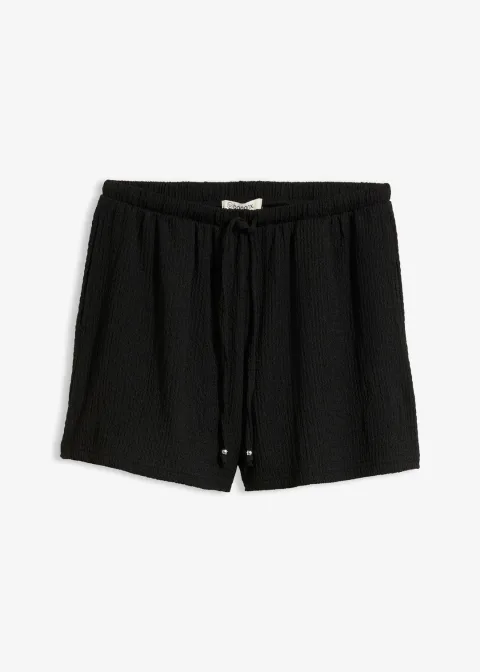 Short en crêpe texturé avec taille élastiquée