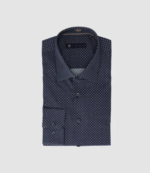 IZAC - Chemise slim imprimée marine PRIMAEL