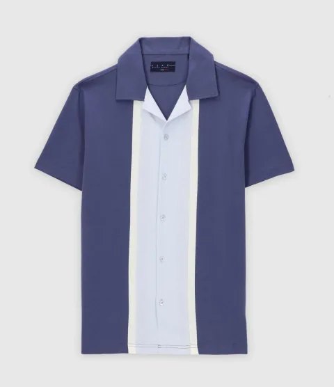 IZAC - Chemise manches courtes en jersey bleu KAMI2