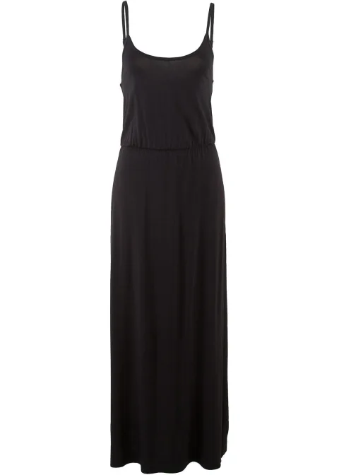 Robe longue, cintrée et fluide en viscose extensible