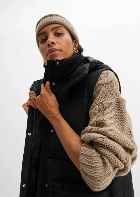 Veste sans manches matelassée en polyester recyclé avec capuche amovible