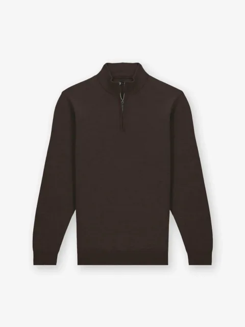 IZAC - Pull col zip marron
