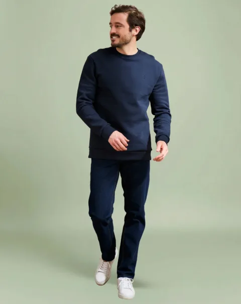 Sweat en Coton BIO Molleton - Marine - Lemahieu