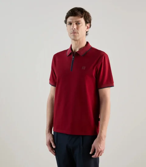 IZAC - Polo à col zippé rouge foncé