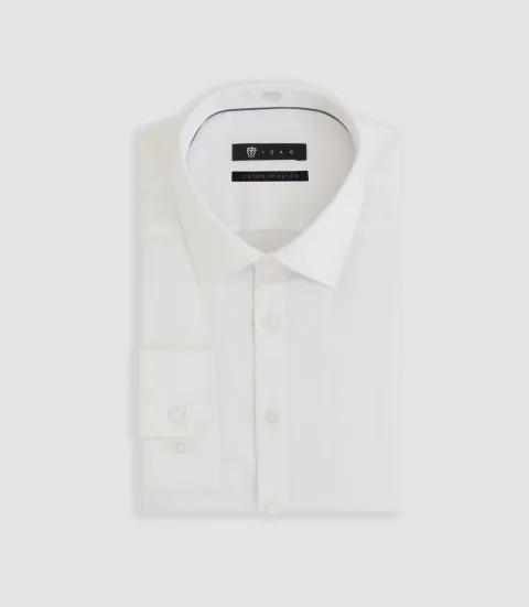 IZAC - Chemise regular en satin stretch blanche SASTRETCHBASIC