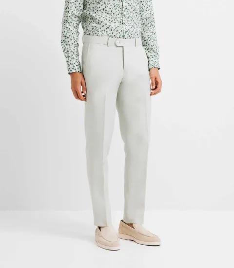 IZAC - Pantalon ville 100% lin vert eau