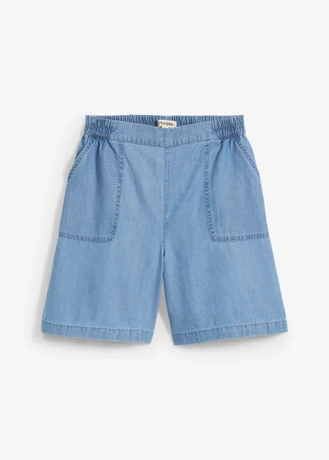 Short à taille élastiquée, avec du lin rafraîchissant