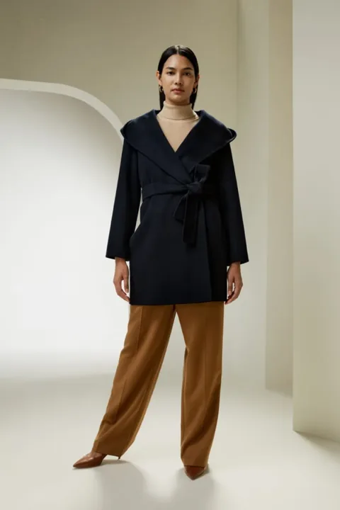 LILYSILK Manteau Cachemire Laine Chameau XXL Capuche Ceinture Femme Automne Hiver Chaud Doux