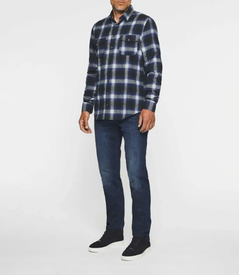 IZAC - Chemise casual à carreaux bleu JEZY