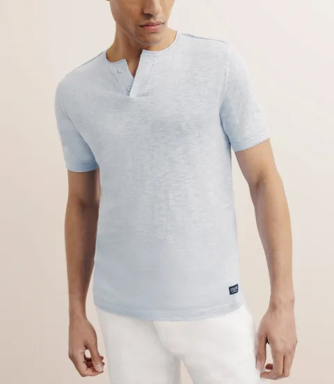 IZAC - T-shirt boutonné bleu ciel