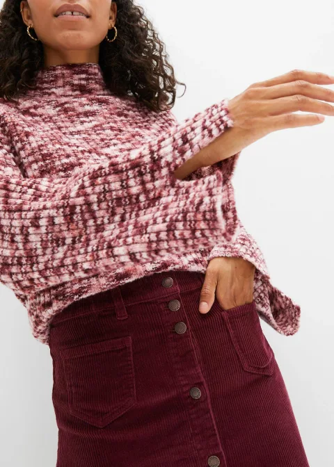 Jupe boutonnée en velours côtelé extensible