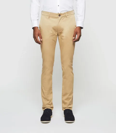 IZAC - Pantalon chino satin beige PANAMAOUT