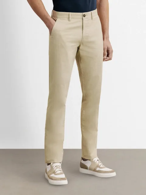 IZAC - Pantalon coton stretch beige fonce