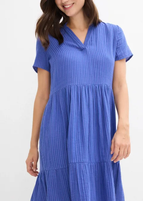 Robe rayée en gaze de coton