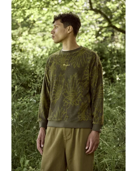 Sweat col rond kaki foncé bio - FANGO