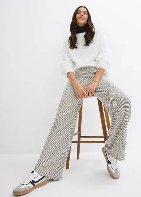 Pantalon en jersey rayé avec cordon de serrage, coton majoritaire