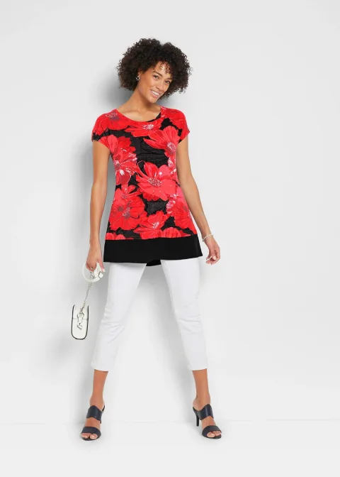 T-shirt long avec empiècement mousseline