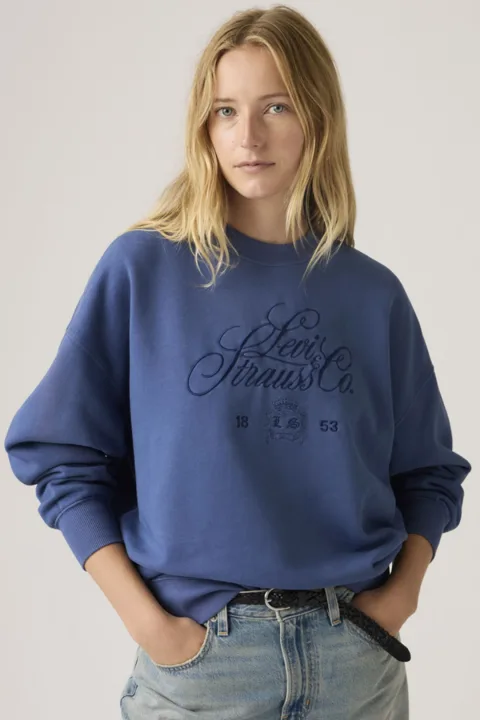 Levi's Sweat Shirt Col Rond Graphique Vintage Oversized - Femme - Bleu / Sunshine Blue - XS