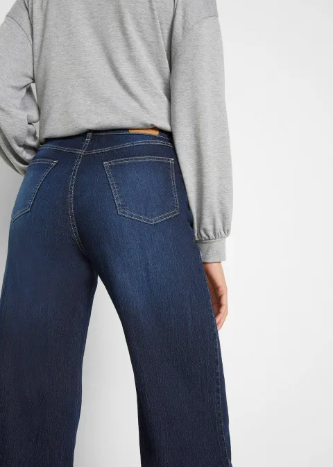 Jean large taille mi-haute, extensible