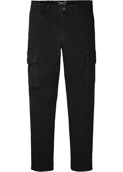 Pantalon slim extensible, jambes droites, avec poches cargo