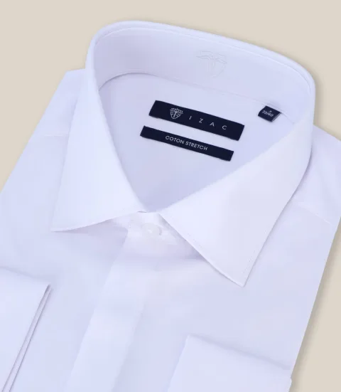 IZAC - Chemise ville satin de coton blanche