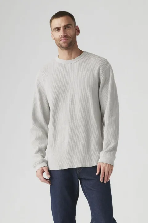 Levi's T Shirt Manche Longue Thermique Relaxed - Homme - Noir / Mineral Black Garment Dye Mineral Black - XL