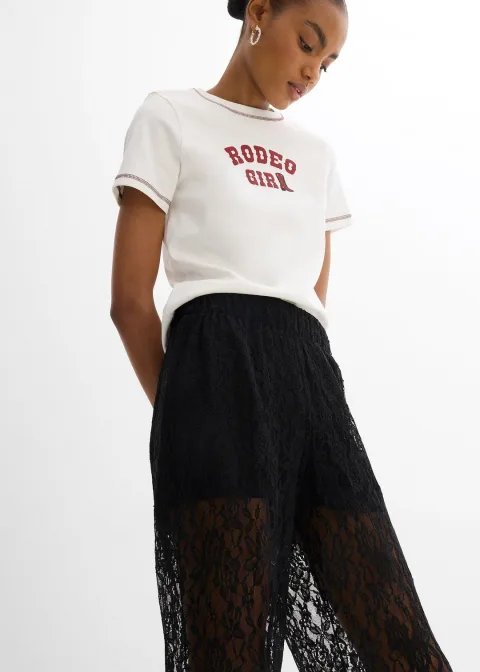 Pantalon en dentelle à taille élastiquée