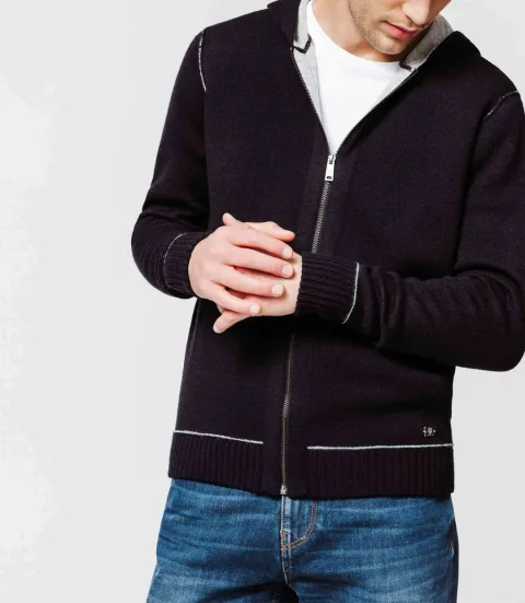 IZAC - Veste zippée capuche marine