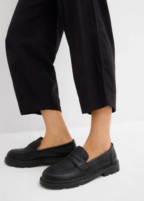 Pantalon 7/8 taille élastiquée en lin mélangé