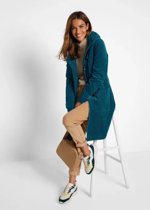 Duffle-coat en velours côtelé doublé