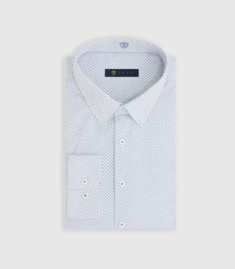 IZAC - Chemise imprimée micro motifs blanc ''Miguel''
