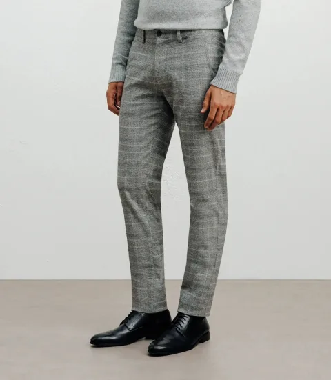 IZAC - Pantalon carreaux gris chiné