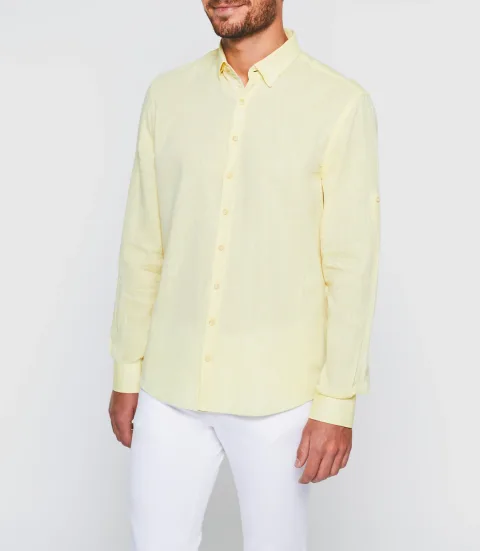 IZAC - Chemise en lin jaune ''Kiss''