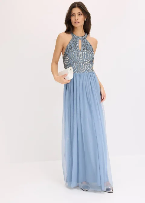 Robe longue brodée de sequins