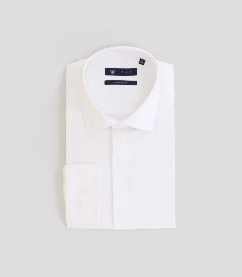 IZAC - Chemise ville satin de coton écrue