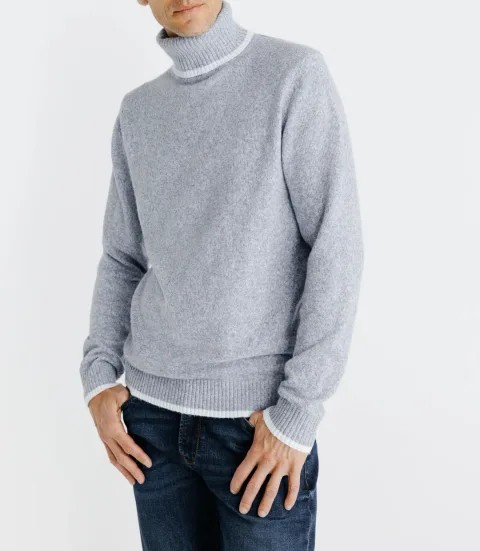 IZAC - Pull col roulé indigo