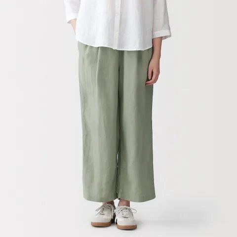 Pantalon large en lin lavé pour femme