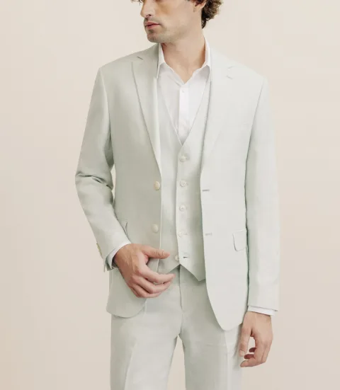 IZAC - Veste ville 100% lin séparable vert eau