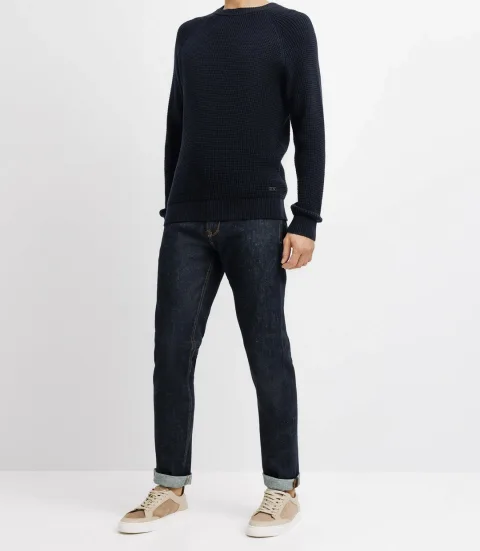 IZAC - Pull col rond marine